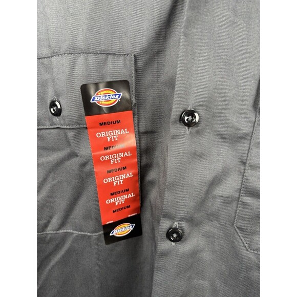 Dickies Men's Gray Work Shirt, NWT Cotton Blend Long-Sleeve Original Fit, Medium - Picture 3 of 5